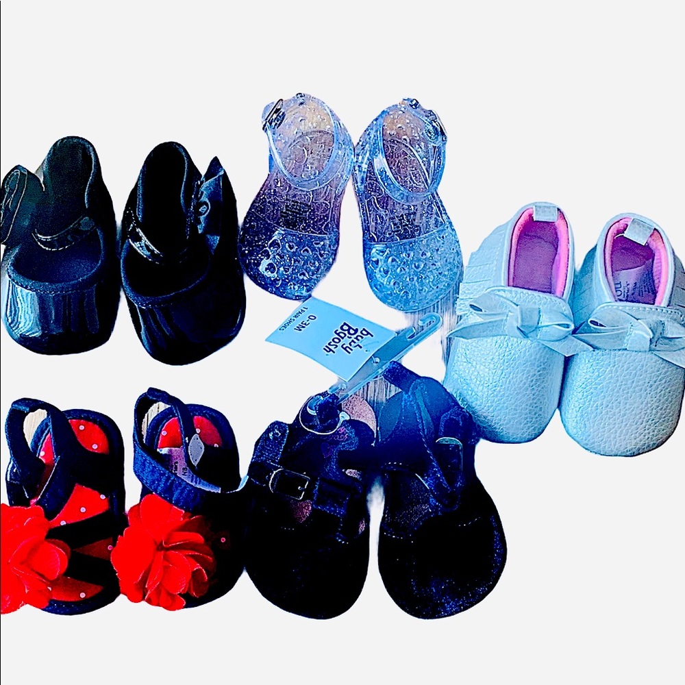 Lot of 5 Pair of Baby Girl Shoes Sz 0-3m